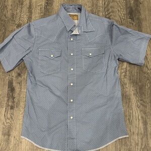 Wrangler Blue Geometric Button Down Shirt